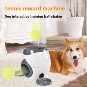 2 in 1 Dog Pet Interactive Toy Tennis Ball Launcher Automatic Throwing Training Reward Machine Fun Feeding Machine Pet Supplies
